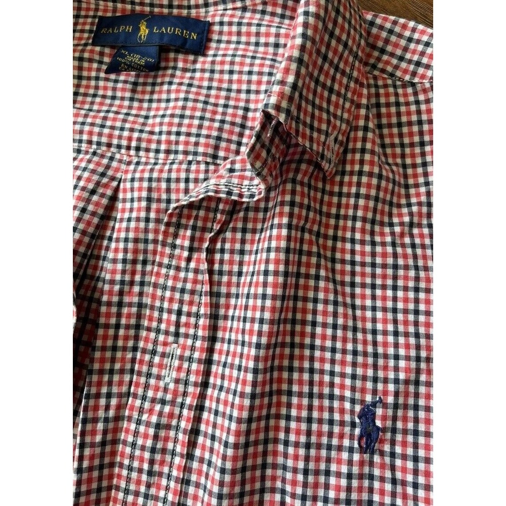 Polo Ralph Lauren Boys Button Up Dress Shirt Red Plaid Extra Large/XL (18-20)